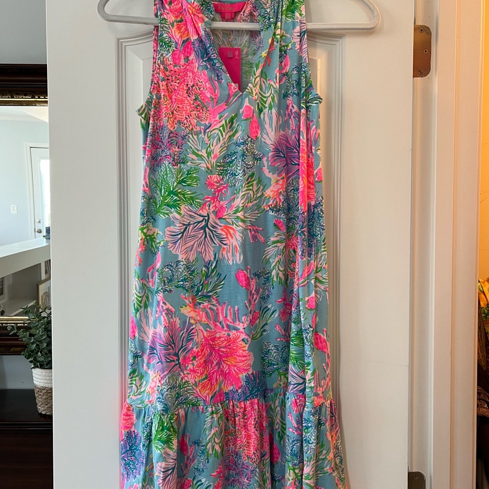 Lilly Pulitzer Pink and Blue Tiered Sundress